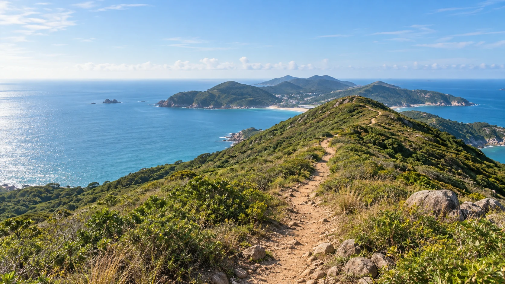 港岛东南部海岸丘陵与山脊土径意象