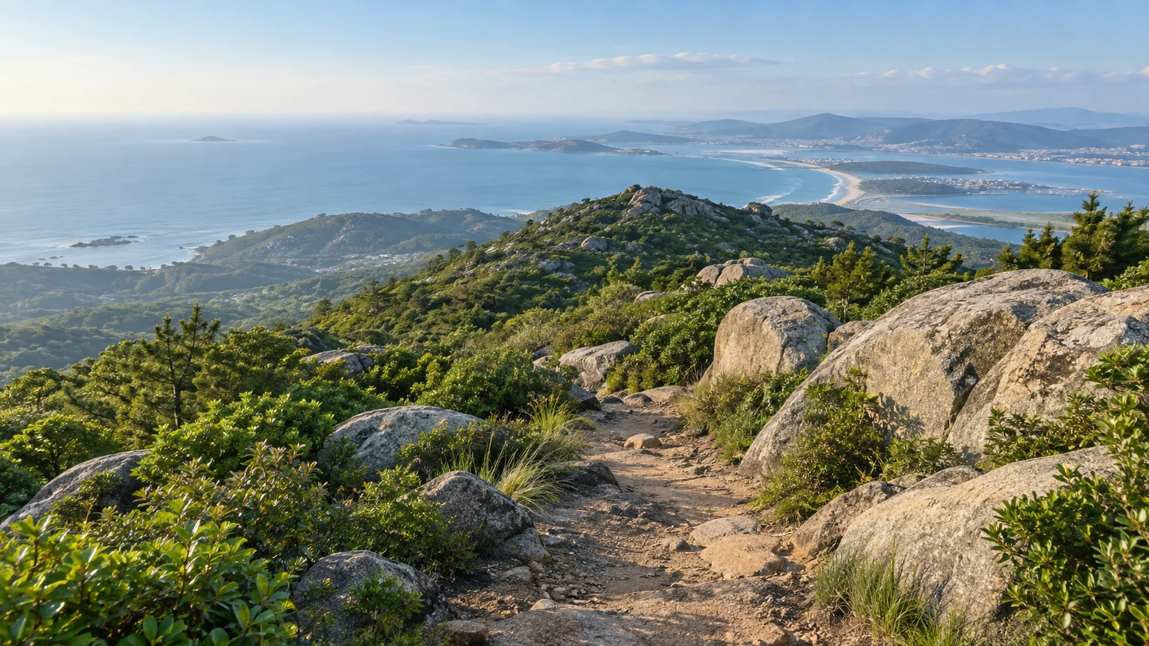 莆田大蚶山花岗岩丘陵与远方海岸意象