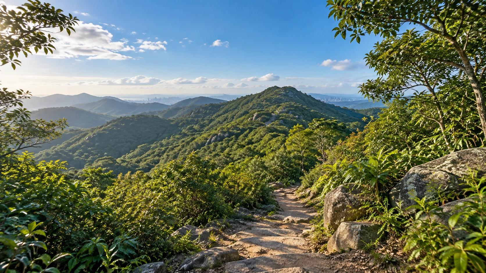 深圳阳台山九月常绿阔叶林与圆缓低山