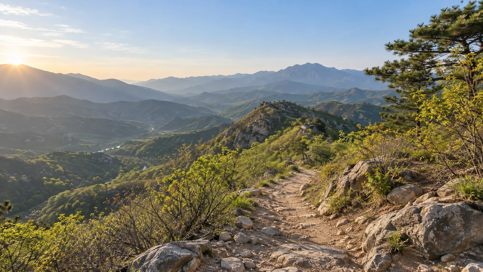 北京昌平延寿区域春季山径与山谷意象